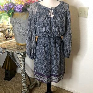 Max Studio Blue and Purple Long Sleeve Dress